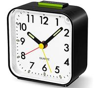 Neucox Battery Alarm Clock Bedside Non Ticking Silent Desk Clock Simple Table Analogue Clocks Nightlight Luminous Hands for Bedrooms Office Outdoors Heavy Sleepers