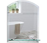 Neue Design Mood® Premium Arch Bathroom Mirror with Shelf, Wall Mounted Bevelled Arched Frameless Mirrors, Toilet Bedroom Hallway, (60cm x 45cm)