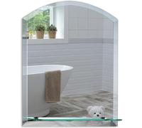 Neue Design Mood® Premium Arch Bathroom Mirror with Shelf, Wall Mounted Bevelled Arched Frameless Mirrors, Toilet Bedroom Hallway, (50cm x 40cm)