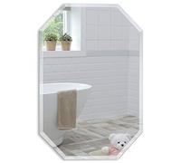 Neue Design Mood® Premium Octagonal Bathroom Mirror, Wall Mounted Bevelled Frameless Mirrors, Hangs Both Ways, Toilet Bedroom Hallway (50cm x 40cm)