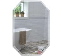 Neue Design Mood® Premium Octagonal Bathroom Mirror, Wall Mounted Bevelled Frameless Mirrors, Hangs Both Ways, Toilet Bedroom Hallway (70cm x 50cm)