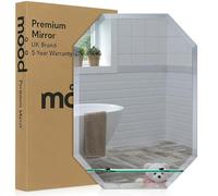 Neue Design Mood® Premium Octagonal Bathroom Mirror with Shelf, Anti-Rust Wall Mounted Bevelled Frameless Mirrors, Toilet Bedroom Hallway (60cm x 45cm)