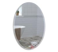 Neue Design Mood® Premium Oval Bathroom Mirror, Wall Mounted Bevelled Frameless Mirrors, Hangs Both Ways, Toilet Bedroom Hallway, (50cm x 40cm)