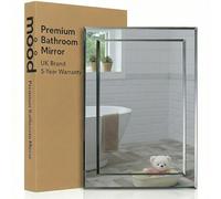 Neue Design Mood® Premium Rectangular Bathroom Mirror, Anti-Rust Wall Mounted Bevelled Frameless Mirrors, Hangs Both Ways, Double Layer of Glass, Toilet Bedroom Hallway, (50cm x 40cm)