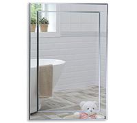 Neue Design Mood® Premium Rectangular Bathroom Mirror, Wall Mounted Bevelled Frameless Mirrors, Hangs Both Ways, Double Layer of Glass, Toilet Bedroom Hallway, (60cm x 45cm)