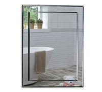 Neue Design Mood® Premium Rectangular Bathroom Mirror, Wall Mounted Bevelled Frameless Mirrors, Hangs Both Ways, Double Layer of Glass, Toilet Bedroom Hallway, (50cm x 40cm)