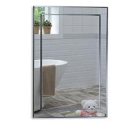 Neue Design Mood® Premium Rectangular Bathroom Mirror, Wall Mounted Bevelled Frameless Mirrors, Hangs Both Ways, Double Layer of Glass, Toilet Bedroom Hallway, (70cm x 50cm)