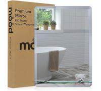 Neue Design Mood® Premium Rectangular Bathroom Mirror with Shelf, Anti-Rust Wall Mounted Bevelled Frameless Mirrors, Toilet Bedroom Hallway, (60cm x 45cm)