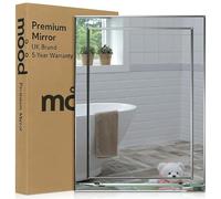 Neue Design Mood® Premium Rectangular Bathroom Mirror with Shelf, Anti-Rust Wall Mounted Bevelled Frameless Mirrors, Double Layer of Glass, Toilet Bedroom Hallway, (60cm x 43cm)