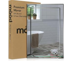 Neue Design Mood® Premium Rectangular Bathroom Mirror with Shelf, Anti-Rust Wall Mounted Bevelled Frameless Mirrors, Double Layer of Glass, Toilet Bedroom Hallway, (70cm x 50cm)
