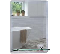 Neue Design Mood® Premium Rectangular Bathroom Mirror with Shelf, Wall Mounted Bevelled Frameless Mirrors, Toilet Bedroom Hallway, (60cm x 45cm)