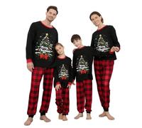 Neufigr Family Christmas Pyjamas Set,Matching Christmas Pyjamas,Family Christmas Pjs for Kid (10T,17- Black Red)