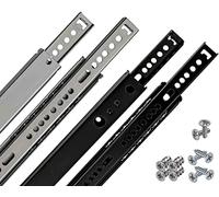 Neuhall 1 Pair of Drawer Runners 27 mm Black Steel Rails for Drawers Drawer Slides Ball Bearing Extension Runners Partial Extension