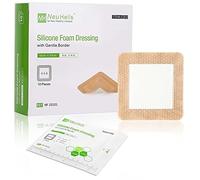NeuHeils Silicone Foam Dressing Soft Edge 4" x 4" Bed Pain Leg Ulcers High Absorbency Waterproof Silicone Wound Bandage