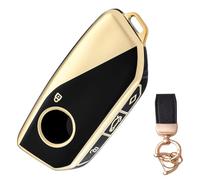 NEUHOO Car Accessories Compatible with BMW 1 Series F70 2024 2025 Key Case and Key Fob, Key Case Silicone Key Card Case (Gold Black)