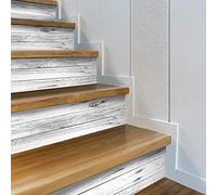 Neukids 14Pcs 100x18cm Vintage Wood Grain Stair Sticker, Self Adhesive Stair Riser Decals, Kitchen Bedroom Stairs Cabinet Fireplace etc DIY Home Art Decoration