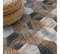 Neukids 50pcs Wood Look Floor Tiles,PVC Flooring Self Adhesive,Kitchen Bathroom Self Adhesive Tile stickers, Bedroom Living Room Balcony Office DIY Flooring Hexagon