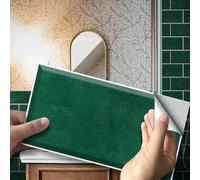 Neukids 54pcs Green Matt Tile Stickers, Peel and Stick Kitchen Splashback, Tile Transfers Sticker for Home Decor, Tile Decals for Living Room Kitchen Bathroom Laundry RV Backsplash