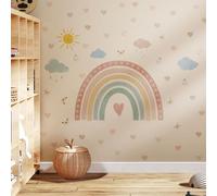 Neukids 67.2×99.2cm Rainbow Wall Stickers,Sun and Clouds and Hearts Wall Stickers Decor Peel and Stick,Kids Wallpaper Decor for Girls Bedrooms Livingroom Kindergarten Baby Nursery