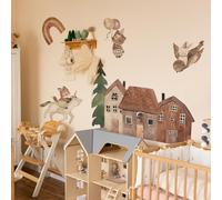Neukids Animals Wall Stickers,Fairy Tale Small Town Wall Decals