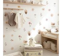 Neukids Boho Watercolor Pink Daisies Children's Wall Stickers, Bees Wall Decals Nursery Stickers for Kids Bedrooms Livingroom Kindergarten Window Wall Decor