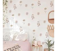 Neukids Boho Watercolor Pink Daisies Children's Wall Stickers, Girls Wall Decals Nursery Stickers for Kids Bedrooms Livingroom Kindergarten Window Wall Decor