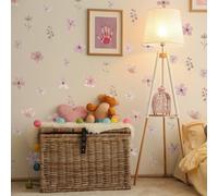 Neukids Boho Watercolor Pink Daisies Children's Wall Stickers, Girls Wall Decals Nursery Stickers for Kids Bedrooms Livingroom Kindergarten Window Wall Decor