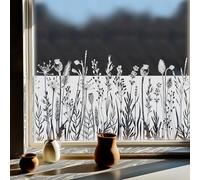 Neukids No-Glue Window Decals Spring Summer Window Film, Pure white Frosted grass Window Stickers Plants Self Adhesive, Static Cling Films for Living Room Bedroom Nursery Window Decoration