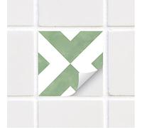 Neukids Tile Stickers-Peel & Stick,Sage Green Geometric,15X15CMX50PCS