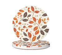 Neukim 2pcs Car Cup Holder Coaster Car Coaster Autumn Themed Dark Brown Orange Fall Leaf Absorbent Car Coaster Absorbent Drink Coaster for Car Decor Auto Accessories