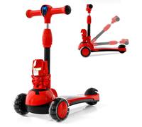 Neuleb 3 Wheel Kick Scooter for Kids Ages 3-10, Light Up Flashing Wheels, Toddler Scooter with Adjustable Handlebar, Anti-Slip Wide Deck & Lean-to-Steer, Outdoor Ride On Toy for Boys Girls