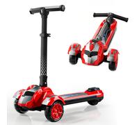 Neuleb 3 Wheel Scooter for Kids Ages 3-10, Lean-to-Steer Toddler Scooter with Light Up Flashing Wheels, Sturdy Anti-Slip Deck, 3 Adjustable Height Handlebar, Outdoor Sport Ride On Toy for Boys Girls