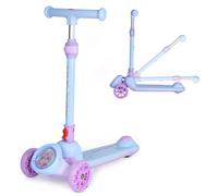Neuleb Kick Scooter for Kids, 3 Wheel Adjustable Height, Lean-to-Steer, Widen Anti-Slip Deck, Light Up Flashing Wheels, Toddler Scooter for Boys Girls Ages 3-10, Outdoor Indoor Sport Toy Birthday Gift