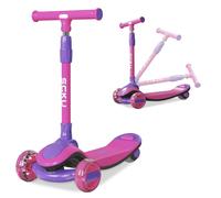 Neuleb YFQ Kids Kick Scooter, LED Lighted Wheels and 4 Adjustable Height Handlebars, Lean-to-Steer & Widen Anti-Slip Deck, 3 Wheel Scooter for Boys & Girls Ages 3-10 and up to 30 Kg