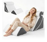 Neulriscn Bed Wedge Pillow, 4Pcs Orthopedic Bed Wedge Support Pillows, Memory Foam Triangle Pillow with Headrest & Leg Elevation for Acid Reflux, Adjustable Wedge Pillow Cushion for Sitting Up in Bed