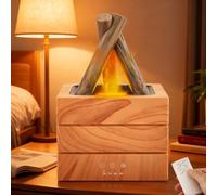 Neulriscn Bonfire Humidifier, Flame Essential Oil Diffuser, 280ml Flame Diffusers for Home, 7 Colorful LED Aroma Diffuser with Remote Control for Bedroom, Office, Waterless Auto-Off and Timer (Wood)