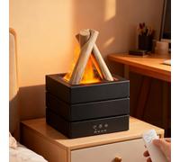 Neulriscn Bonfire Humidifier, Flame Essential Oil Diffuser, 280ml Flame Diffusers for Home, 7 Colorful LED Aroma Diffuser with Remote Control for Bedroom, Office, Waterless Auto-Off and Timer (Black)