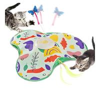 Neulriscn Interactive Cat Toys, Moving Concealed Feathers Toy for Kittens, Hide and Seek Wand Toy for Indoor Cats, Fluttering Butterfly, Motion Activated, Indoor Exercise for Bored Adult Cats (Green)