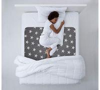 NEUMA DESIGN Reusable Incontinence Bed Pad - 2 Pack, 52” x 34”, Grey With White Stars, Polyester & Polyurethane