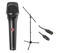Neumann KMS 105 - Live Vocal Condenser Microphone (Black) With XLR Cable and Mic Stand