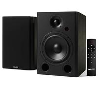 NEUMI BS5P-ARC 75-Watt Powered Bookshelf Speakers, Bluetooth, HDMI, USB, Optical, Coaxial, Remote Control, 5-Inch Woofer, 1-Inch Tweeter, Dark Wood, 1 Pair