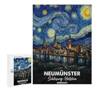 Neumünster Germany Starry Night Painting Adult Puzzle, 500 PCS, Relaxing Jigsaw Activity, An Engaging Indoor Activity for Quiet Evenings, at Home