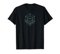Neural Threads Fractal Neural Cube Sci-Fi Geometric AI Value Graphic T-Shirt, Men, Black, M