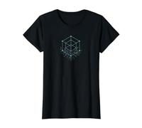 Neural Threads Fractal Neural Cube Sci-Fi Geometric AI Value Graphic T-Shirt, Women, Black, XS