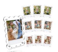 NEUREGY Acrylic Fridge Magnetic Frame Scalloped, Double Sided Polaroid Frame, Refrigerator Magnet Picture Frame for Fujifilm Instax Mini, 2.36 x 3.54 Inch, 10 Pack