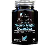 Neuro Night Sleep Aid for Adults with 5HTP - 90 Vegetarian Capsules - Melatonin Free Sleeping Tablets - with 5 HTP, Magnesium, Chamomile, Lemon Balm, Lavender - Made in UK - Nu U Nutrition