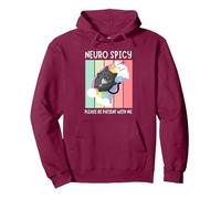 Neuro Spicy ADHD ASD Autism Dyslexia CPTSD Pride Pullover Hoodie, Adult Unisex, Burgundy, Small