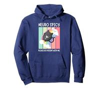 Neuro Spicy ADHD ASD Autism Dyslexia CPTSD Pride Pullover Hoodie, Adult Unisex, Navy Blue, Medium