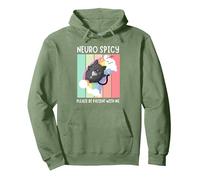 Neuro Spicy ADHD ASD Autism Dyslexia CPTSD Pride Pullover Hoodie, Adult Unisex, Sage Green, Large