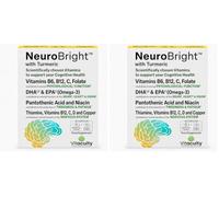 NeuroBright Brain Supplement, Turmeric, Strong Omega-3 & B-Complex | Multivitamin inc. Vitamin D, Zinc, C & E, for Memory & Focus. 56 Capsules. (Pack of 2)